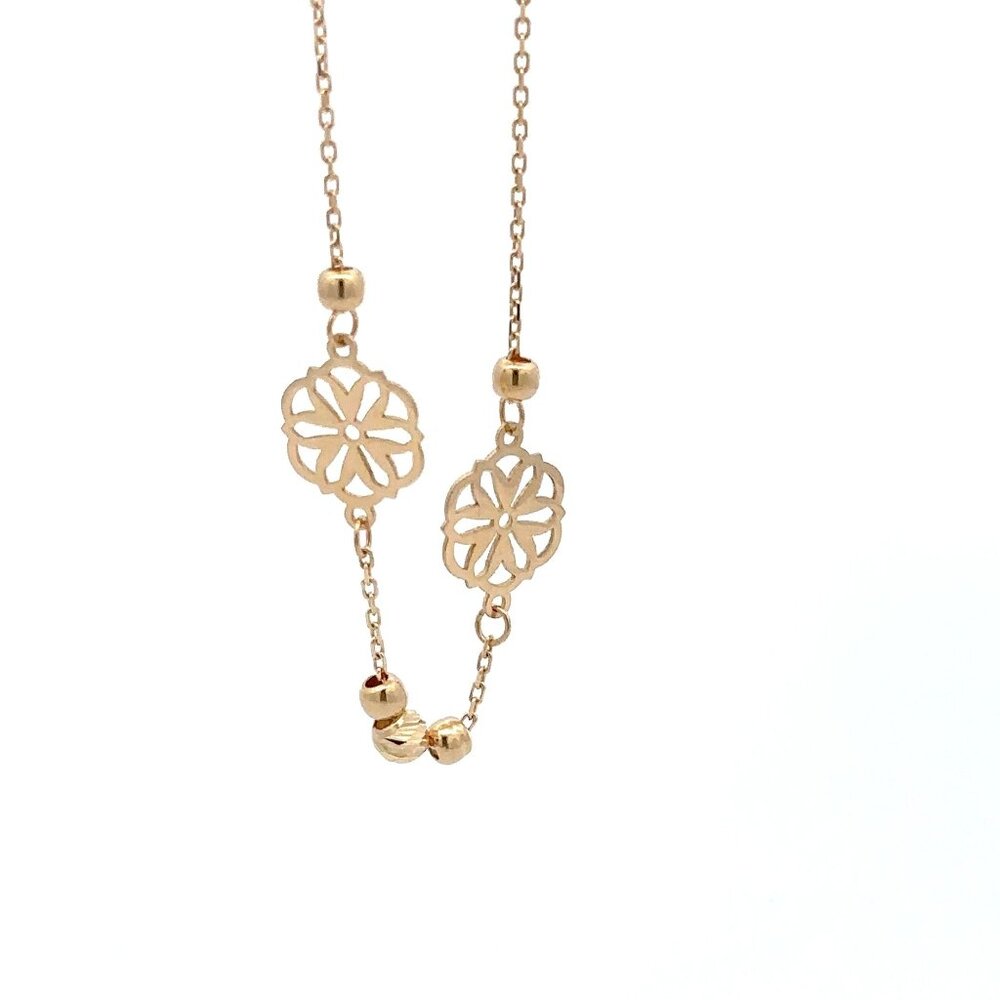 18K Gold Bracelet Flower Beads Charm 7 inches plus one inch Extension 1.50 grams - Picture 4 of 10